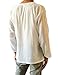 Men's Summer T-Shirt 100% Cotton Thai Hippie Shirt V-Neck Beach Yoga Top (XX-Large, White)
