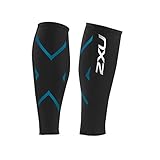2XU Compression Calf Guards, Black/Capri Blue, Medium