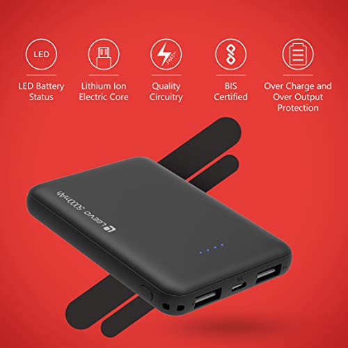 Leevo Monster 5000 mAh Pocket-Size Power Bank, 2-Way Fast Charge with 2.4 A, Lithium Pol-ymer, Small Size with Great Pow