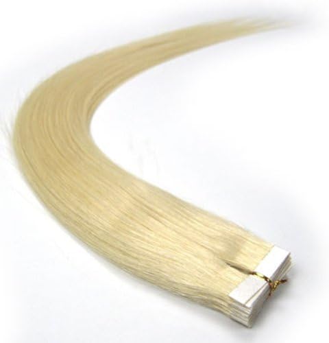 16''18''20''22'' 24'' Tape - In Real Human Hair Extensions Straight 17 Colors 20pcs Beauty Hair Style (20inch 50g/20pcs, 60 platinum blonde) by hairranti