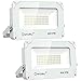 Onforu 2 Pack 60W LED Flood Light, 6000lm Super Bright Security Lights, 5000K Daylight White, IP66 Waterproof Outdoor Landscape Floodlight for Yard, Garden, Playground, Party. (White Housing)