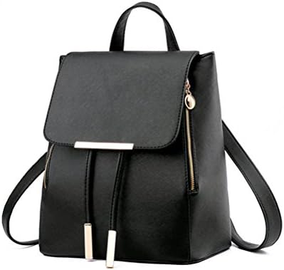 NAGU PU Leather Backpack,Casual Daypack Schoolbag for Women Girls Ladies,Backpack Travel bag Black