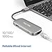 HooToo USB C Hub, 6-in-1 USB C Network Adapter with Gigabit Ethernet port, 4K HDMI, 100W Power Delivery, 3 USB3.0 for MacBook & Type C Windows Laptops - Gray