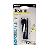 Nite Ize Gear Tie Cordable, The Orginal Reusable Rubber Twist Tie with Stretch-Loop for Cord Management + Storage, 3-Inch, Black, 4 Pack, Made in The USA