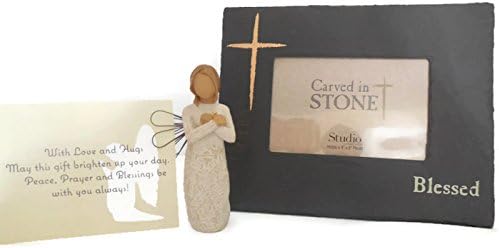 Willow Tree Remembrance Angel Figurine Bundle With DEMDACO Blessed Frame, An Ideal Sympathy-Condolence Gifts For Loss Of Mother/Father/Loved One