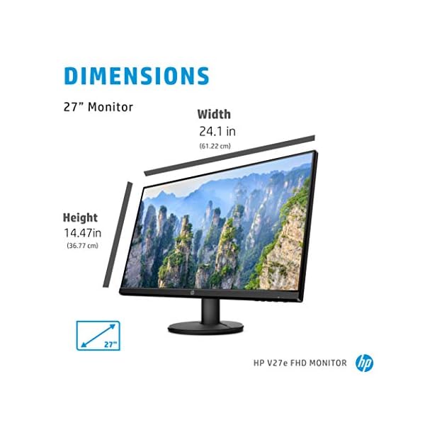 HP v27e Full HD Monitor (1920 x 1080) 27 Inch (1 VGA, 1 HDMI) – Black [Amazon Exclusive]