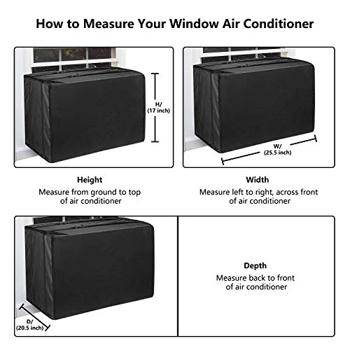 Window Air Conditioner Cover Heavy Duty Winter Outdoor Window AC Unit Bottom Covered with Adjustable Straps to Prevent Cold drafts from Entering The House Through Window AC (25.5"W x 17"H x 20.5"D)