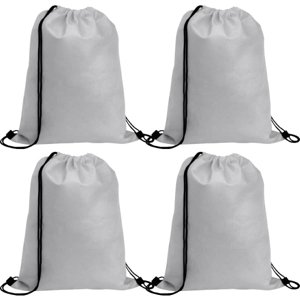 TROTH Unisex Drawstring Gym Bags, String Trainer Bag, Personalized Drawstring Bag Suitable for Sports, School Kids PE, Gym, Travel, Swimming, and Various Activities (4 Pack, Grey)