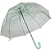 Kung Fu Smith Auto Open Clear Bubble Umbrella for Women and Girls, Green Floral Print Dome Umbrella for Rain, Cherry Blossom