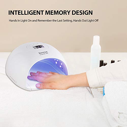 Terresa UV LED Nail Lamp, 72 Watt Nail Dryer for Gel Polish, Quick Nail Light Set with Nail Art Tools, Auto Sensor Professional Manicure Curing Lamp, 3 Timer Setting Gel Lamp for Home and Salon Use