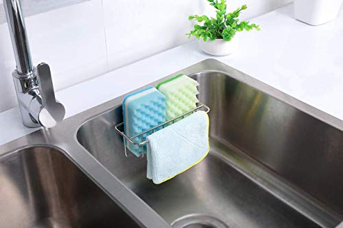 Adhesive Sponge Holder + Dish Cloth Hanger, 2-in-1 Sink Caddy, SUS304 Stainless Steel Rust Proof Wat - //medicalbooks.filipinodoctors.org