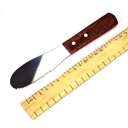 Butter Knife, Stainless Steel Butter Spreader Knife Blade for Toast Sandwiches Cakes Bread - Lightweight Utensil With a Serrated Cutting Edge and Wooden Handle