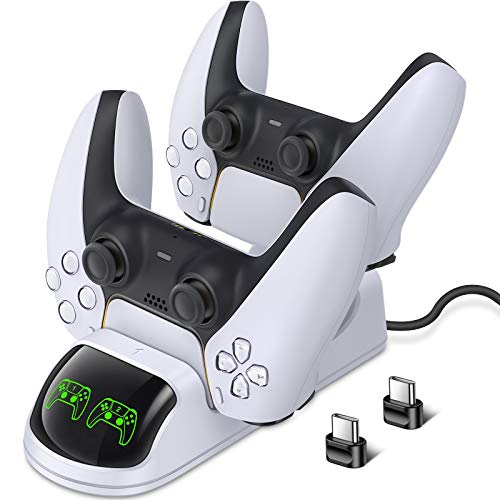 Kydlan PS5 Charging Station, 3H Fast USB PS5 Controller Charger, PlayStation 5 Dualsense Controller Charger Station, Dual Charging Dock for Sony PS5 with USB Charging Cable & 2 Type C Connectors Gift