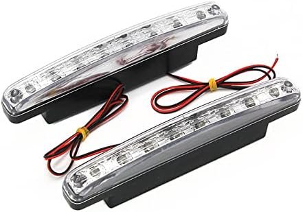 2-Pack 8-LED Daytime Running Lights – White, 12V – Fog / Headlight DRL With E-mark