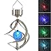 Clordeal Solar Powered Energy Saving Lamp LED Wind Chime Moving Rotating Colorful Color Changing Outdoor Stainless Spinner Hanging Spiral Garden Lawn Balcony Porch Window Decorative Light Lamp