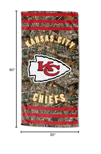 Northwest NFL Kansas City Chiefs Unisex-Adult Beach Towel, 30 x 60, Realtree Camo Stripes