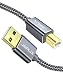 Printer Cable, JSAUX 15ft USB 2.0 Type A Male to B Male Printer Scanner Cord High Speed Compatible with HP, Canon, Lexmark, Epson, Dell, Xerox, Samsung and More (Grey)