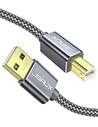JSAUX - Cable de impresora USB 2.0 tipo A macho a B macho, alta velocidad, compatible con HP, Canon, Dell, Epson, Lexmark, Xerox, Samsung y más