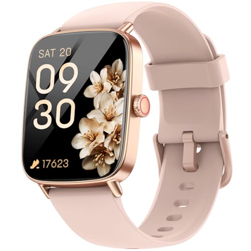 Smart Watch for Women, 1.85" HD Smartwatch Compatible iPhone/Samsung/Android (Answer/Make Calls), 100+ Sport Modes Fitness Tracker with Heart Rate/Sleep/SpO2 Monitor, IP68 (Light Pink)