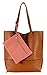 Scarleton Tote Bags for Women, Purses for Women, Handbags for Women, Reversible Travel Shoulder Bag with Pouch, H20180452 - Brown/Coral Pink