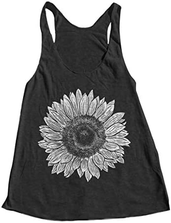 Couthclothing Women's Sunflower Racerback Tank Top (S, Black)