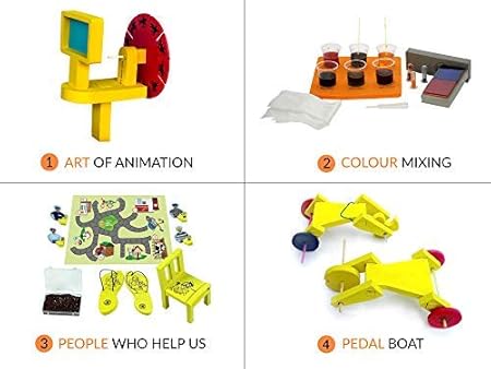 Butterflyfields 4-in-1 Fun-Do-Science Projects Build Your Own Zeotrope, 3D Glasses, Pull Back Car