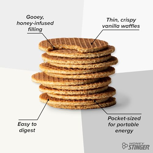 HONEY STINGER ORGANIC MINI VANILLA WAFFLES, ENERGY STROOPWAFEL FOR EXERCISE, ENDURANCE AND PERFORMANCE, SPORTS NUTRITION FOR HOME & GYM, PRE AND POST WORKOUT, 1 BAG, 5.3 OUNCES