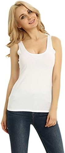 Women Basic Layering Tank Top Vest Solid Plus Size White2pcs/set M