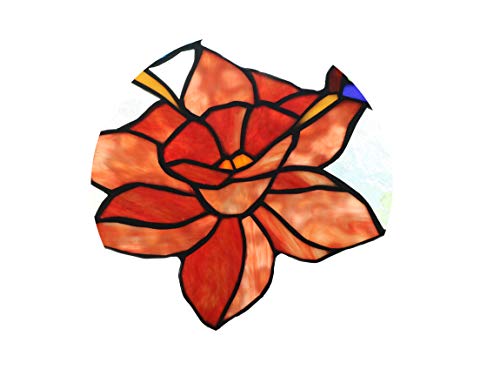 Yolic 18 inches Hummingbird Tiffany Style Stained Glass Window Panel with Hanging Chain