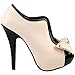 SHOW STORY Vintage Beige Black Two Tone Bow Platform Stiletto High Heel Ankle Boots,LF30427BG40,8.5US,Beige