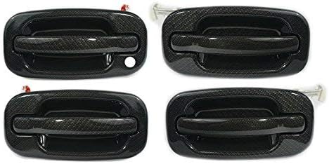 Sentinel Parts Exterior Door Handle Carbon Fiber Look for 1999-2007 Chevy GMC Sierra Silverado 2002-2006 Avalanche Escalade 2000-2006 Yukon XL Yukon Tahoe Suburban Set of 4