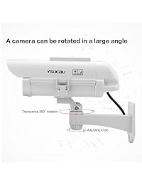 ysucau Solar Powered Fake Dummy CCTV security camera with LED flashing indoor outdoor use for homes & Business
