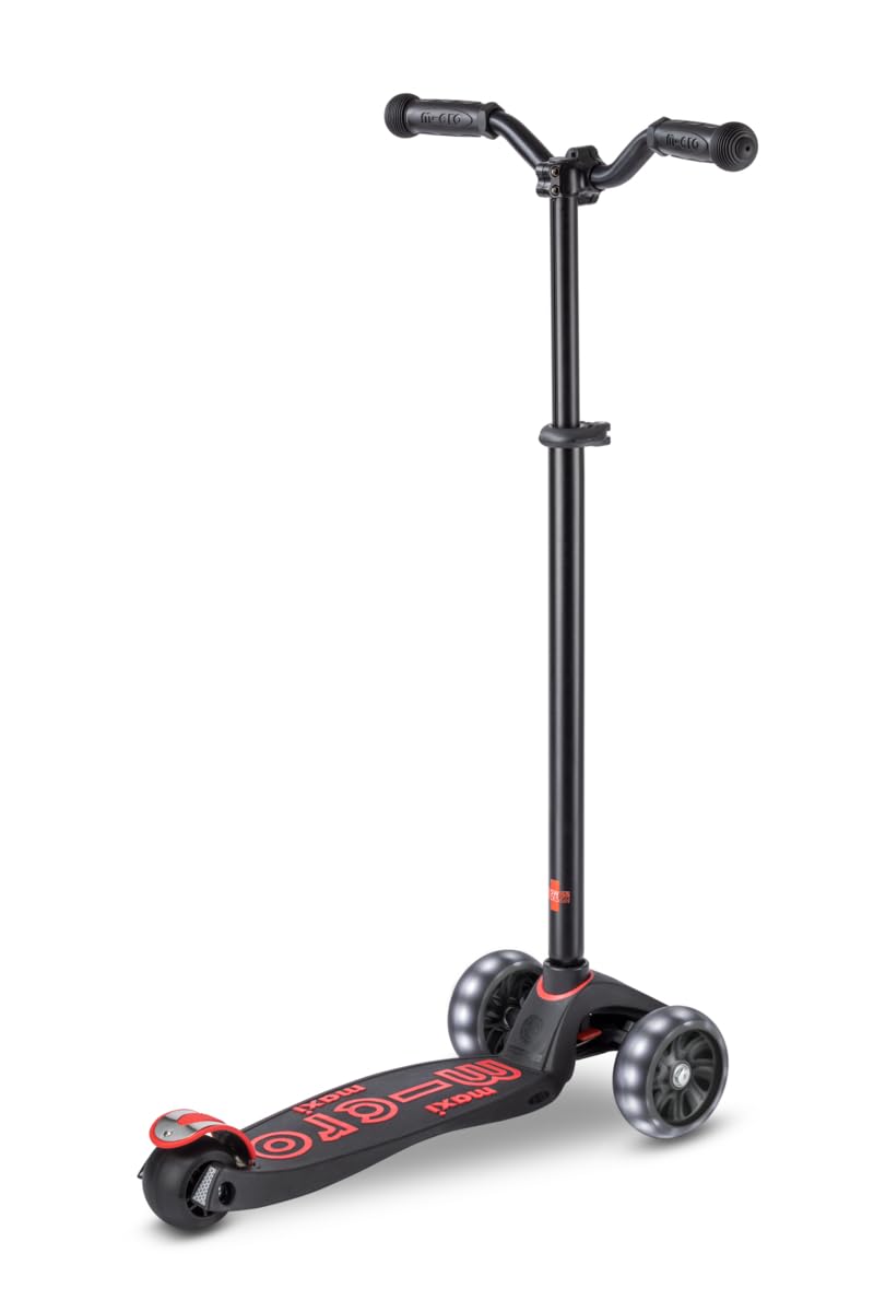Micro Kickboard - Maxi Deluxe Pro LED Kick Scooter - Smooth-Gliding, 3-Wheeled, Light-Up Wheels, Lean-to-Steer Design with Fat, Stable Wheels and Chopper-Style Handlebars for Ages 5-12