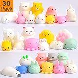 Squishy Toys Party Favors for Kids - Squishys 30 Pack Mini Mochi Squishies, Pinata Easter Egg Fillers Treasure Box Prizes Classroom Unicorn Cat Stress Reliever Pug Stuffed Animal Silicon by Feroxo