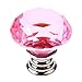 Cabinet Knobs,YIFAN 10Pcs 30mm Crystal Glass Diamond Shape Cabinet Knobs Cupboard Drawer Pull Handles - Pink