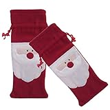 Arlai 2 pcs Drawstring Red Wine Bottle Cover Christmas Bags - Party Hotel Kitchen Table Decor