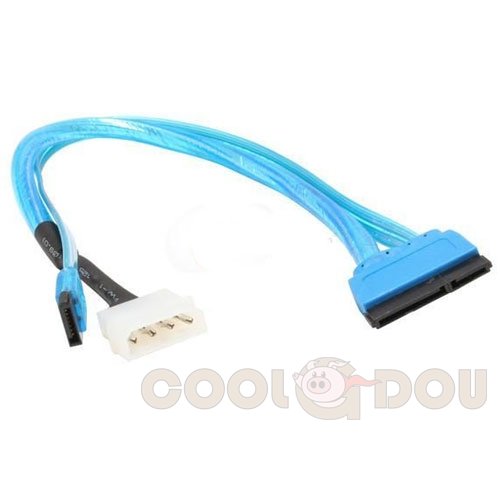 CG 18 inch SATA 3.0 and SATA POWER 15 pin combo cable,UV Blue Color #OK105