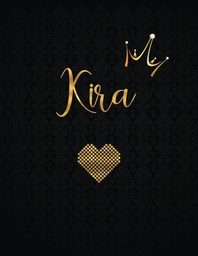 Kira: Personalized Black XL Journal with Gold Lettering, Girl Names/Initials 8.5x11, Journal Notebook with 110 Inspirational Quotes, Journals to Write In for Women