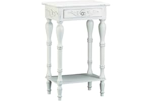 Accent Plus 34353 Carved White Side Table, Multicolor