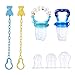 PChero Fresh Food Feeder Pacifier 2 Pack + 2pcs Pacifier Clips and 3pcs Free Food Grade Silicone Sucker, Infant Fruit Teething Toy - for Baby 3 Months and Up -[Boy Color]