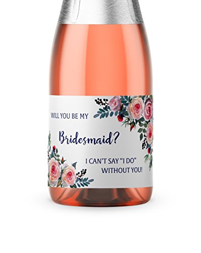 ● SET of 8 ● Bridesmaid Proposal - Bridesmaid Mini Champagne Labels - 6 Be My BRIDESMAID Labels + 1 MAID of HONOR + 1 MATRON of HONOR Label, Bridal Party Ask, 3.5” x 2” WEATHERPROOF Labels, M335-ASK-8 - Thumbnail 2