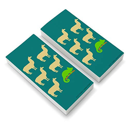 Llama Chameleon Funny Humor Eraser Set of 2
