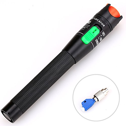 30mW 25-30KM Aluminium Visual Fault Locator Fiber Tester Detector Meter with 2.5mm Universal Connector FC Male to LC Female Adapter for CATV Telecommunications