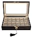 TIMELYBUYS 12 Piece Ebony Wood Watch Display Case and Storage Organizer Box