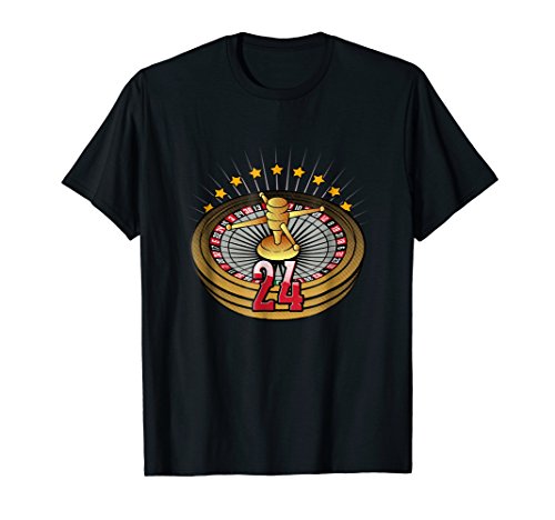 Roulette Wheel T-Shirts and Lucky NumbersLucky Number 24 T-Shirts Roulette Wheel Gambling Vegas Style T-Shirt