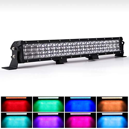 WEISIJI LED Light Bar 20inch Straight 6000K Spot Flood Combo Beam RGB LED Work Light Bar Offroad 4×4 Jeep Truck ATV SUV 4WD Pickup Boat LED Driving Light Remote Control