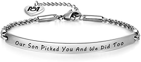 MYOSPARK Daughter In Law Gift"Our Son Picked You And We Did Too"bracelet,Wedding Jewelry Gift for Bridal Shower (Silver)