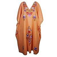 Mogul Womens Caftan Kashmiri Embroidered Cover Up Kaftan Evening Maxi Dress