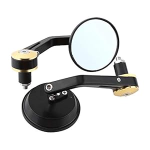 EVGATSAUTO achteruitkijkspiegels, 1 paar 7/8 “ronde stuur Bar End achteruitkijkspiegels Zijspiegels voor motorfiets Motor Scooter(Gold Bar End)