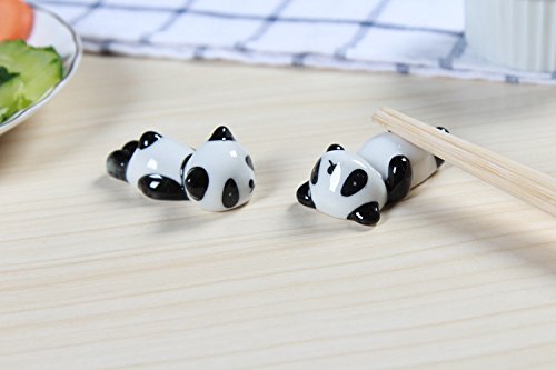 Freedi Cute Panda Chopsticks Rest Holder Set Chinese Ceramic Chopsticks Stand Spoon Fork Holder Rack Practical Tablewares Accessories,3 Pcs (Style A)